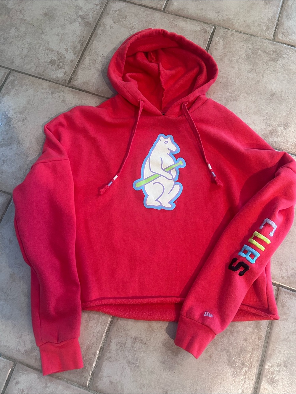 Chicago Cubs Cooperstown Bear throwback collection Cropped Hoodie Sweatshirt